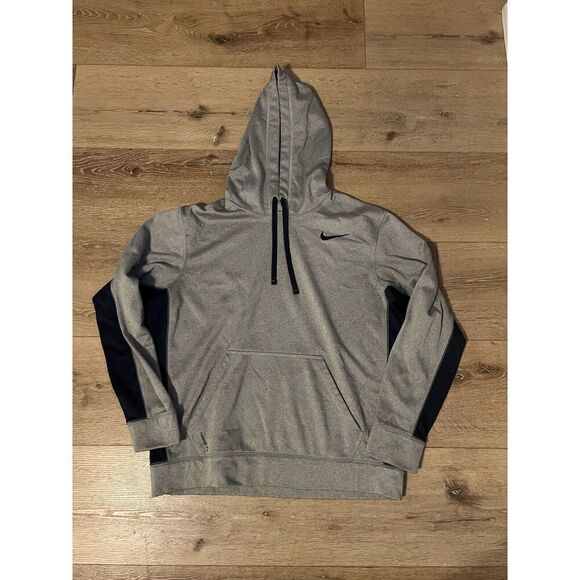Nike Mens Gray Therma-fit Pullover Hooded Athletic Sweater Size Large - Picture 1 of 3